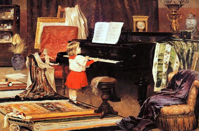 Aurelio de Figueiredo Girl at the piano oil painting picture